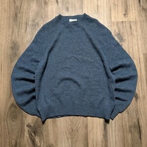 Vintage 80s Thalhimers Mens World Blue Crewneck Knit Sweater Heathered Pullover